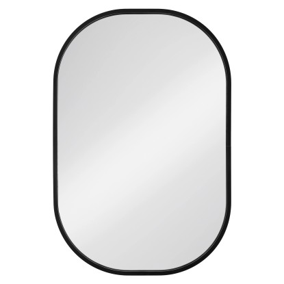 Négyszögletes tükör lekerekített sarkokkal és fekete alumínium kerettel 40x60 cm