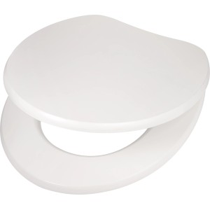 Fehér baliv Logone WC-ülőke MDF fa maggal, egyszerű design minden fürdőszobába.