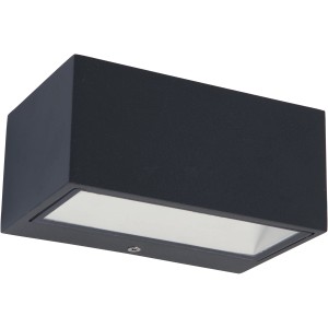 Modern, antracit színű Lutec Gemini LED kültéri fali lámpa kültéri használatra.