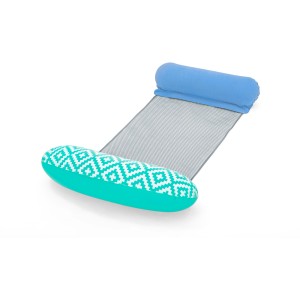 Bestway Comfort Plush függőágy, kék-türkiz, hálós fekvőfelülettel. Ideális a vízi pihenéshez.