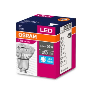 Osram GU10 LED izzó, 3.6W, csomagolásban. Energiatakarékos LED otthonába.