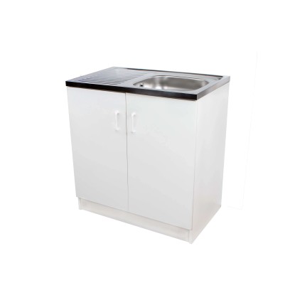 Komplett mosogatós szekrény nyílóajtós 80 cm x 50 cm 1 medencés tál fehér front