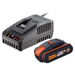 Worx 20V 2Ah akkumulátor töltővel PowerShare szerszámokhoz.