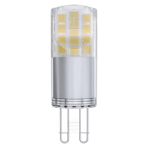 G9 LED izzó átlátszó burával és ezüst színű talppal.