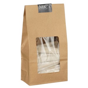 Mica Decorations fa granulátum, 11x6x23,5 cm, fehér, papírzacskóban ablakkal. Dekorációs anyag beltéri és kültéri használatra.
