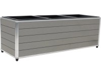 Virágláda négyzet alakú világosszürke 3 kivehető műanyag betéttel