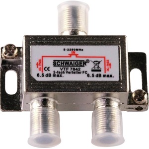 Schwaiger 2-utas elosztó (6,5 dB) antenna- és műholdas rendszerekhez.