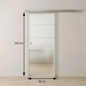 Doorlegro tolóajtó szett EasySlide 65 szatén 4-csíkos inox 205 cm x 90 cm