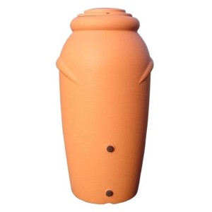 Terracotta színű Waterform Aquacan 210 l esővízgyűjtő tartály két csatlakozóval.
