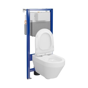 t.b.t. WC elem rejtett tartállyal és fali WC-vel, fehér színben.