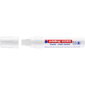 Fehér kréta marker az eddingtől, 4090-es modell, levett kupakkal.