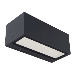 Modern Lutec LED kültéri fali lámpa Gemini M antracit színben. Téglalap alakú, semleges fehér fény.