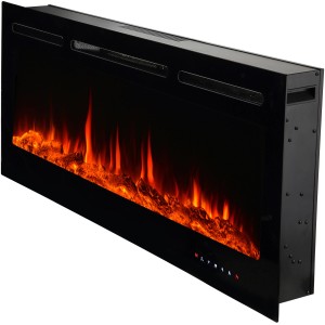 Fekete El Fuego Luzern LED elektromos kandalló láng effektussal és fűtéssel.