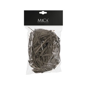 Mica Decorations Raffiabast, 25 g, 1300 cm, szürke, átlátszó zacskóban. Raffia kézműves és dekorációs célokra.