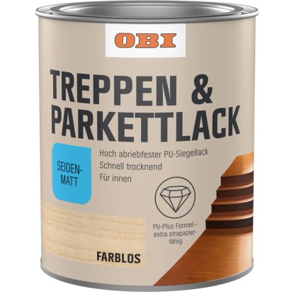 OBI lépcső-és parkettalakk, vízzel higítható átlátszó, selyemmatt, 2,5 l