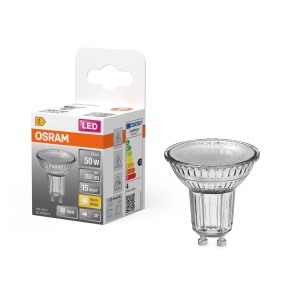 Osram LED GU10 izzó, PAR16 reflektor, 3,7W, meleg fehér, csomagolással.