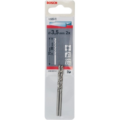 Bosch Pro HSS-G fémfúró, 3,5 mm, 2 darabos blisztercsomagolásban.