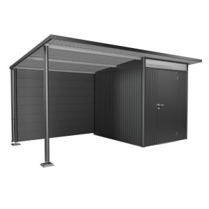 Biohort hátsó fal AvantGarde oldalsó tetőhöz L méretben, sötétszürke-metál, időjárás elleni védelemként.