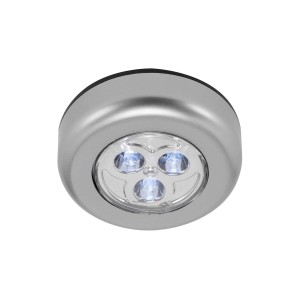 Ezüst LED-es beépíthető lámpa három LED-del.