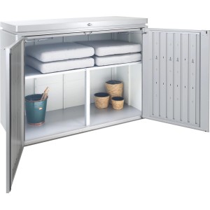 Biohort Köztes polc HighBoard 160-hoz, 9-szeresen állítható magasságú, a kerti szerszámok rugalmas tárolásához.