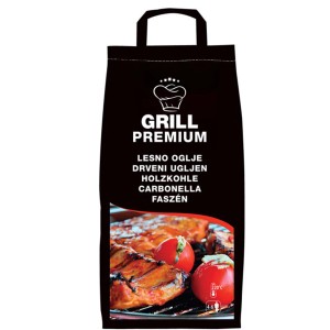 Grill Premium faszén zsák grillhez és BBQ-hoz. Tüzelőanyag a grillhez.
