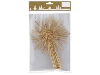Karácsonyi dekor csúcsdísz szalmából 18 cm átmérő x 23 cm natúr Karácsonyi dekor csúcsdísz szalmából 18 cm átmérő x 23 cm natúr