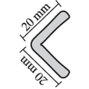 t.b.t. sarokprofil Szegélylécekhez, 20 mm-es szárhossz.