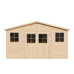 Timbela fa kerti ház M331+M331G, 11,91 m², ablakokkal és padlóval.