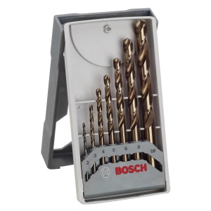 Bosch Pro Stainless Steel HSS-Co spirálfúró készlet, 7 darabos, szürke műanyag tokban.