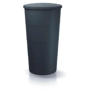 Waterform Sima esővízgyűjtő hordó, 200 l, antracit. Kerek hordó fedéllel a esővíz gyűjtéséhez.