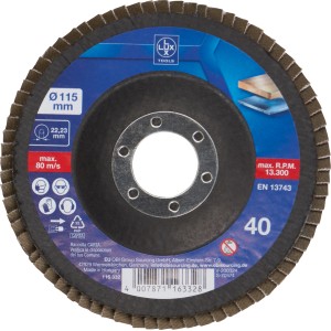 LUX Multi lamellás csiszolókorong Ø 115 mm, 40-es szemcsefinomság sarokcsiszolókhoz.