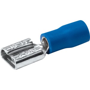 Kék lapos hüvely, Ø 2,5 mm, az egyszerű kábelcsatlakozásokhoz (15 darab)