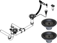 Miló szifonkészlet kétmedencés mosogatóhoz excenterrel matt fekete 114 mm átmérő Miló szifonkészlet kétmedencés mosogatóhoz excenterrel matt fekete 114 mm átmérő