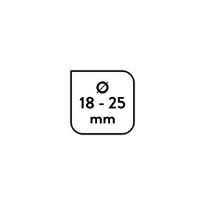 Zuhanytartó szimbólum: 18-25 mm átmérőjű zuhanyrudakhoz alkalmas.
