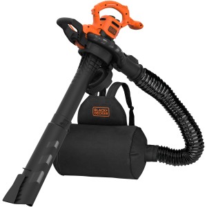 Black+Decker BEBLV290 elektromos lombfúvó, 2900 W, gyűjtőzsákkal és fúvócsővel.