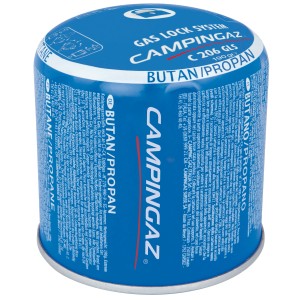 Campingaz C 206 GLS szúrópatron kempingfőzőkhöz és -égőkhöz. Kék gázpatron bután/propán keverékkel.