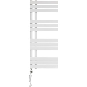 Fehér elektromos fürdőszobai radiátor Limburg, 700 W, 120x50 cm, vízszintes fűtőrudakkal.