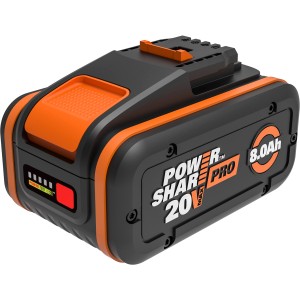 Worx PowerShare Pro WA3648 akkumulátor, 20 V, 8.0 Ah, elektromos és kerti szerszámokhoz.