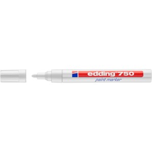 Fehér Edding 750 festékmarker levett kupakkal.