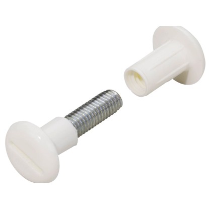 Acél összekötőcsavar 45 mm - 54 mm hüvellyel műanyag fehér 10 db