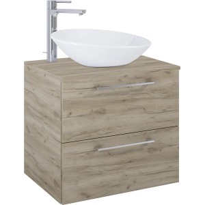 Maximus Stylo mosdószekrény, Sanremo tölgy, 60 cm, pultra szerelhető mosdóval és csapteleppel.