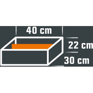 Az Eurobox rendszer elválasztójának diagramja, 26x16cm, tárolódobozok felosztásához.