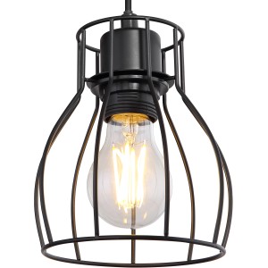 Fekete Globo Mina fali lámpa vintage designban, E27 foglalattal és látható izzóval.