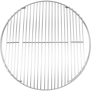 Kerek rozsdamentes acél grillrács, 55 cm átmérőjű, faszenes, gáz- és elektromos grillekhez.