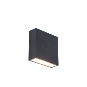 Fekete, lapos Lutec Gemini XF LED kültéri fali lámpa, 11x11x3,8 cm. Modern, energiatakarékos fali lámpa.