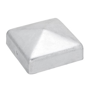 Négyzet alakú, tűzihorganyzott oszlopsapka, 71x71 mm, faoszlopokhoz kültéri használatra.