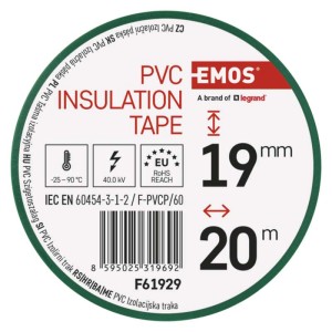 EMOS PVC szigetelőszalag, 19mm x 20m, elektromos szerelésekhez.