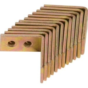 12 darab sárga horganyzott széksarok vas szett, 25x25x14 mm, fa szerkezetekhez.