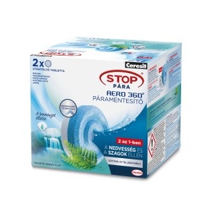 Ceresit Stop Pára Aero 360° utántöltő csomag, 2 tabletta páramentesítőhöz.
