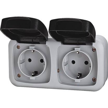 Nedvességálló kapcsolósorozat Basic kétszeres szürke